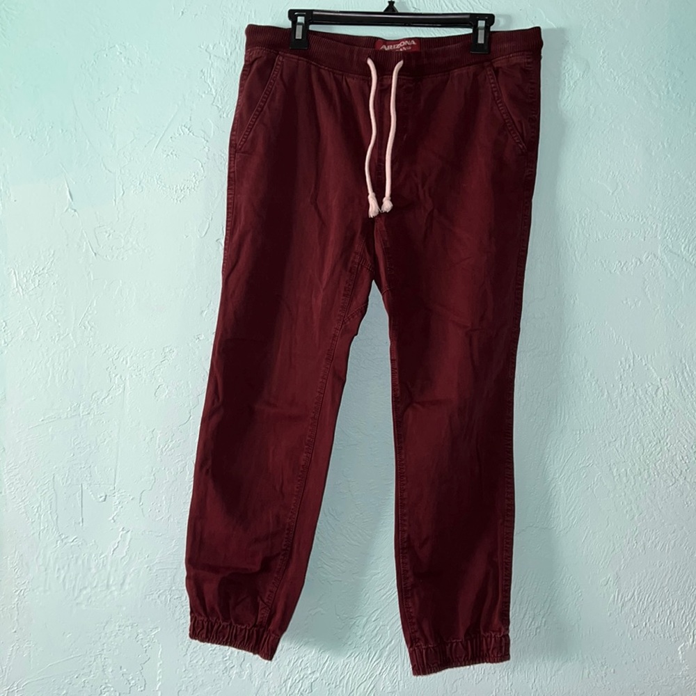 Arizona jean co, jogger pants, maroon, size 30